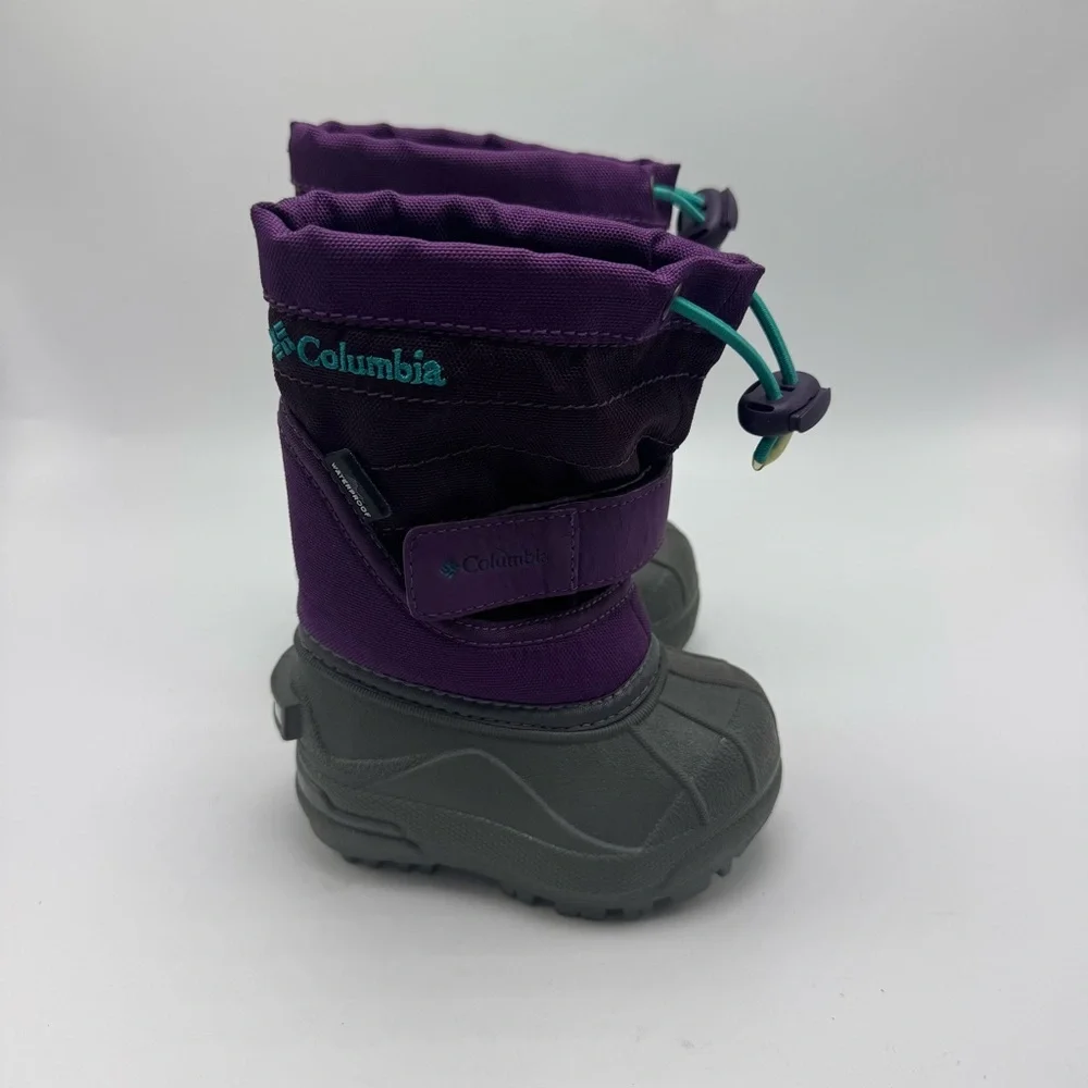 Columbia Powderbug Plus II Toddler Snow Boots Purple Gray Size 4 Winter Boot